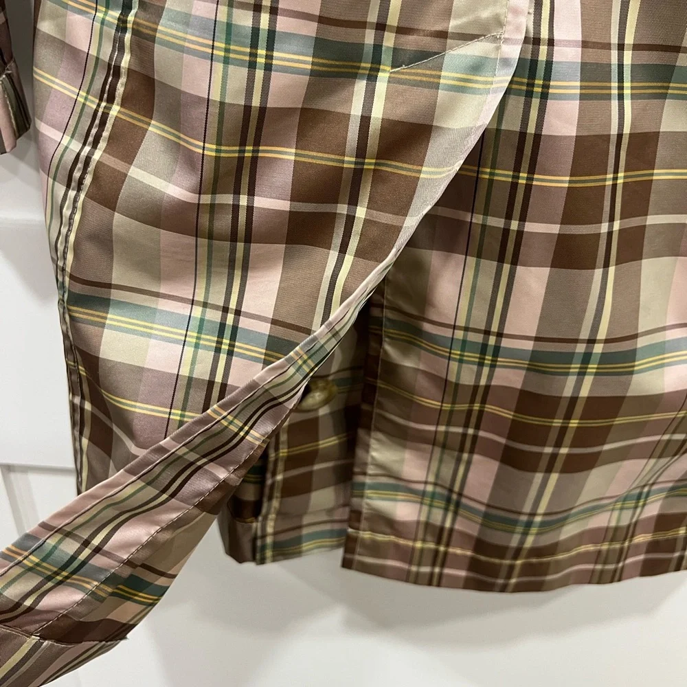 GAP Women's Trench Coat - Brown and Pink Plaid - Picture 13 of 16